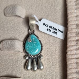 Sterling Silver Turquoise Teardrop Pendant -